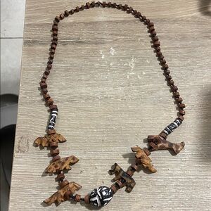 Handmade Wooden Animals Figure Beaded Necklace